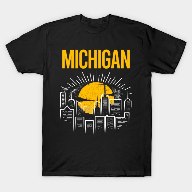 Yellow Moon Michigan T-Shirt by flaskoverhand